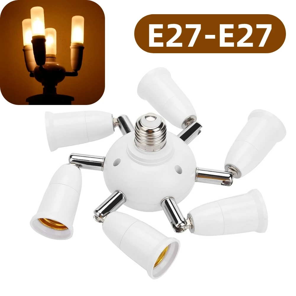 Adjustable E27 Splitter 4/5/6/7 Heads Lamp Base LED Bulb Adapter Holder Socket  LED Bulbs Holder Converter White