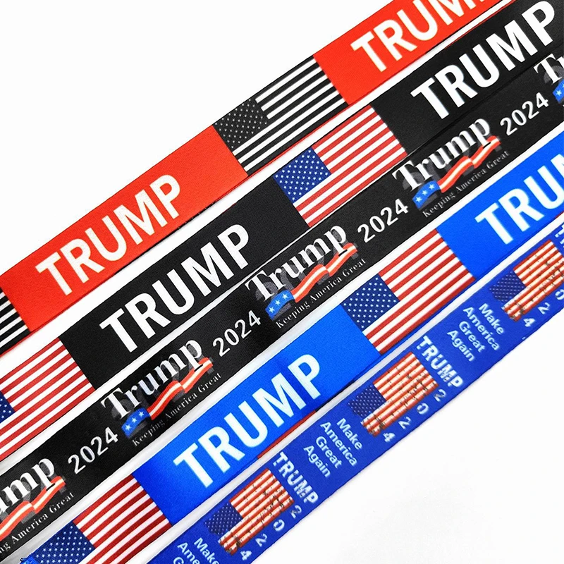 50Pcs Trump 2024 Neck Lanyard US Flag Lanyard for Keychain ID Badge,Mobile Phone Name Tags Neck Strap with Detachable Clasp