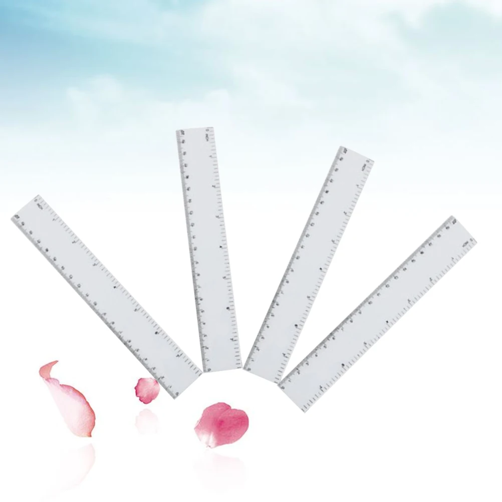 

4 Pcs Plastic Straight Ruler 8 Inches Dual Scale Centimeter Inch Measuring Tool for Student Office Geometry Metric