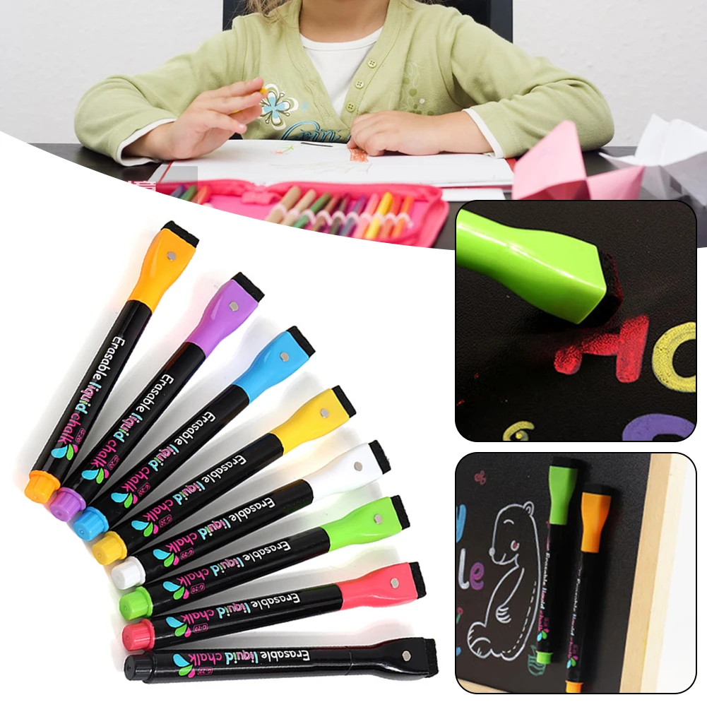 Colorful Liquid Chalks Markers with Magnets Multipurpose Long Lasting Paint Pen for Dry Erase Board Window