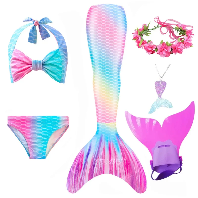 Queue de sirène trempée pour enfants, maillot de bain pour filles, maillot de bain pour la natation, costume de natation, peut ajouter une nageoire, T64