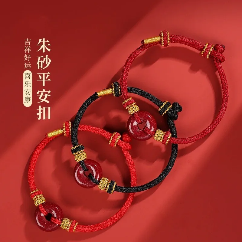 

Натуральный браслет из киновари с высоким содержанием, фиолетовый, золотой, песок, пряжка мира, красная веревка, дракон зодиака, ювелирные изделия ручной работы унисекс