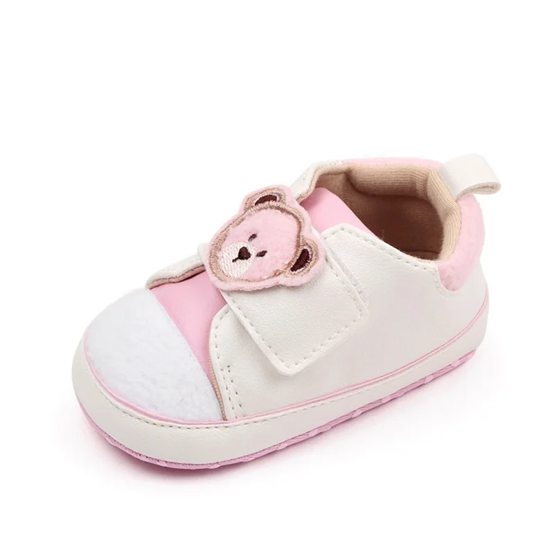 AdtosBaby-Chaussures coordonnantes pour tout-petits, motif de tête d'ours de dessin animé mignon, chaussons pour la maison, l'extérieur