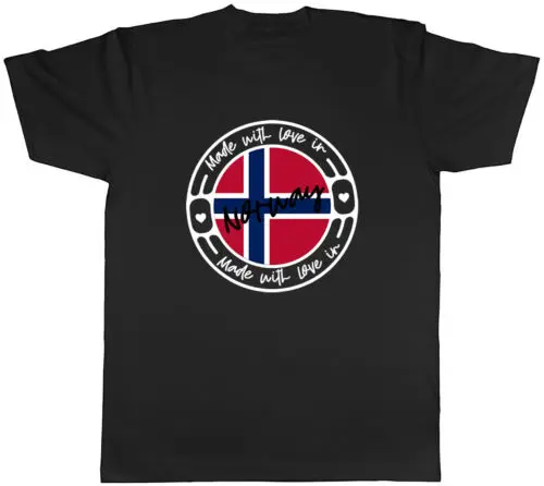 Made With Love In Norway Country Mens Unisex T-Shirt Tee Gift