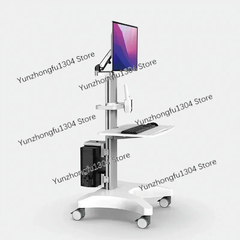 Height adjustable touchscreen computer cart medical  trolley for dental- clinic hospital