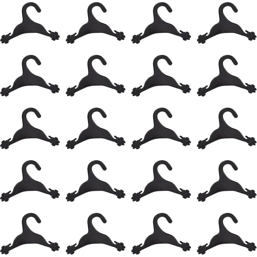 20er-Pack Haustier-Kleiderbügel Schwarze Haustier-Kleiderbügel Niedliche Flexible Plastikbügel mit Pfotenabdruck für Kleintier-Mäntel
