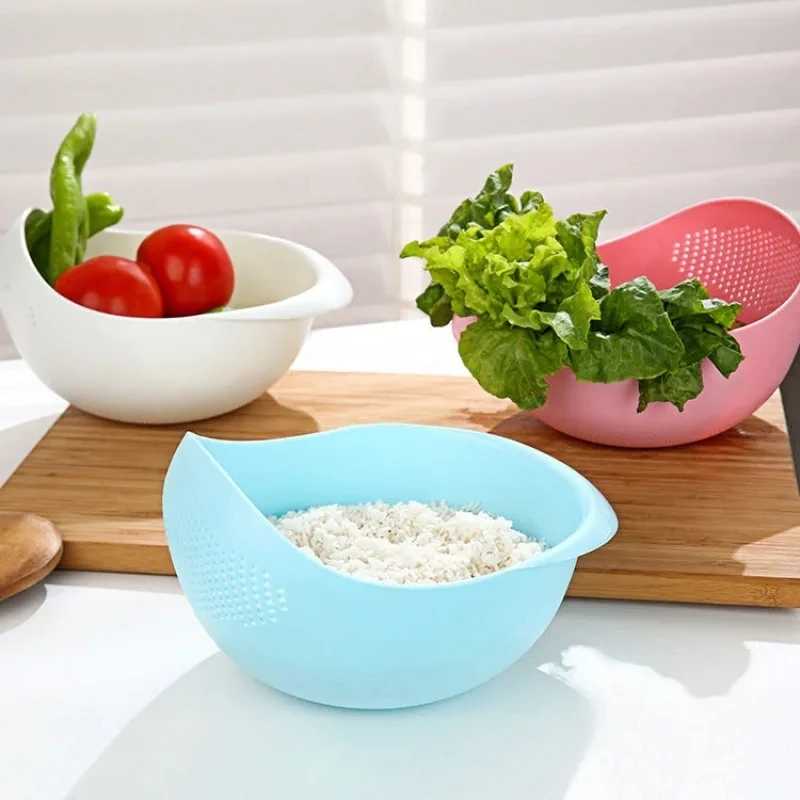 1/2pcs Rice Sieve Plastic Colander Drain Basket Strainer Silicone Washing Storage Basket Strainers Bowls Drainer Vegetable Tool