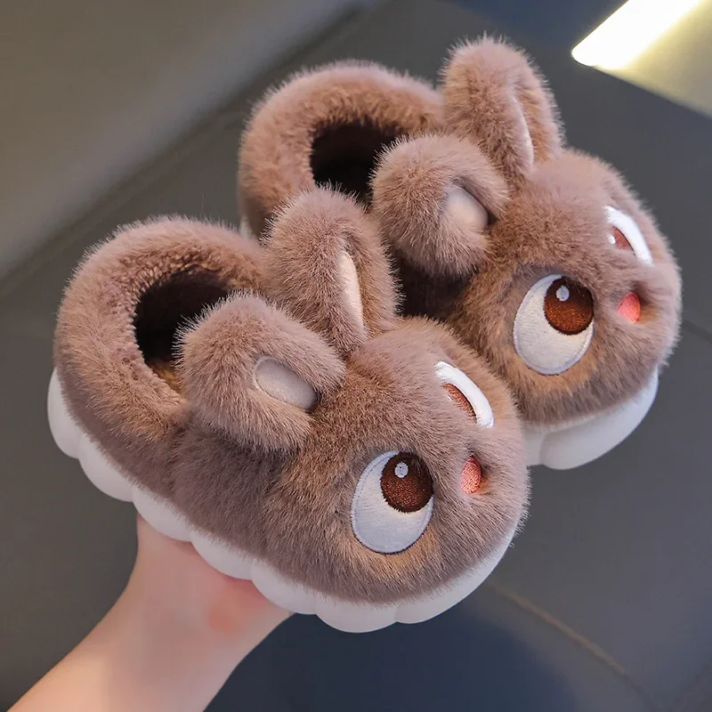 Neue Niedliche Hasen-Kinder-Cartoon-Winterhausschuhe Bequeme Warme Hausschuhe für Jungen und Mädchen Flauschige Indoor-Hausschuhe – Detail 18
