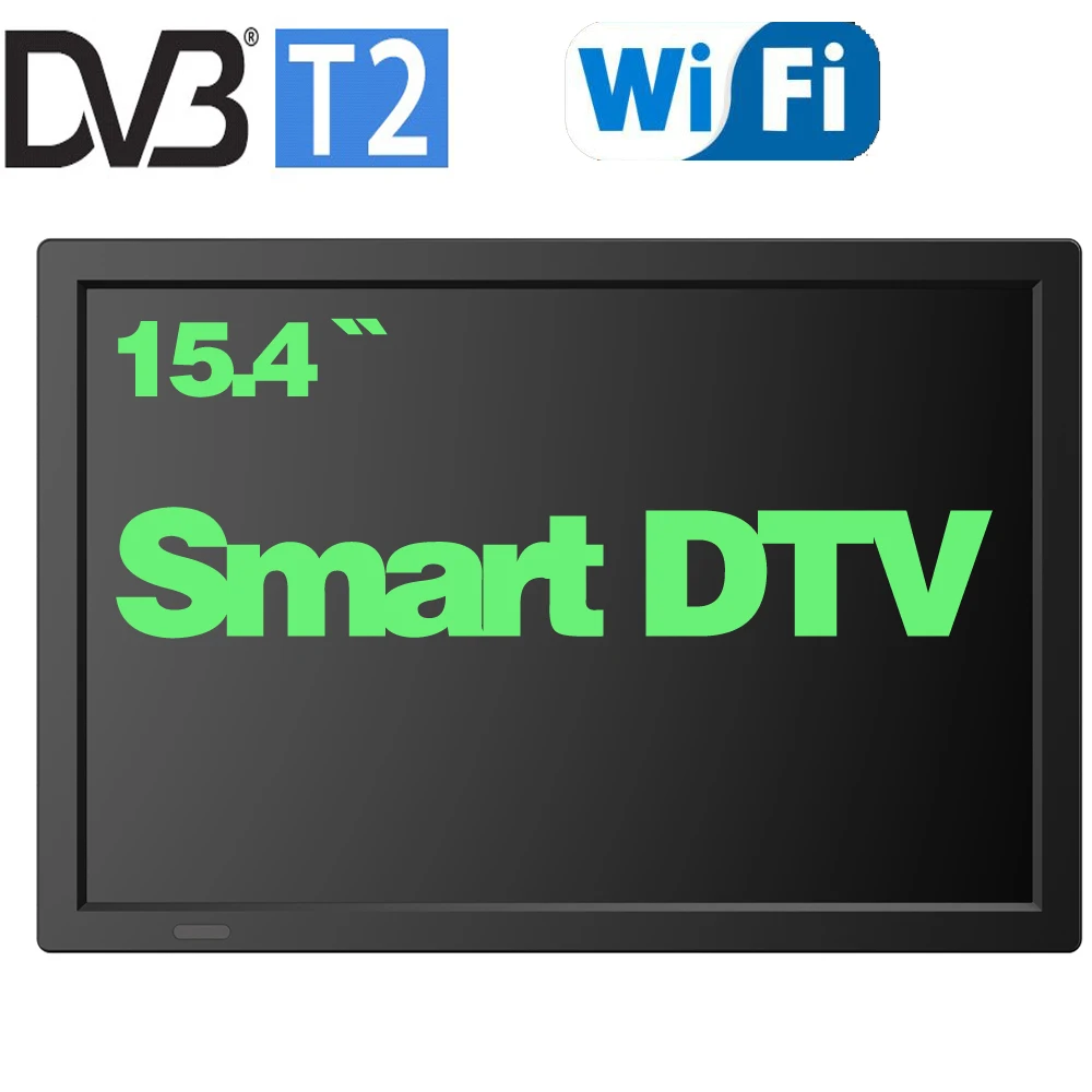15.4 Pouces Wifi Smart Tv Rechargeable Portable Mini TéLéVision NuméRique Avec DVB-T2 TéLéVision NuméRique IntéGréE Youtube Netflix Etc App