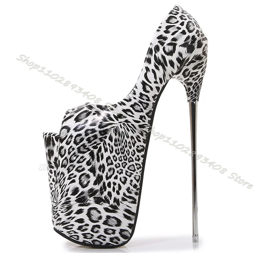 

Leopard Print High Platform Pumps Peep Toe Shallow Metal High Heels Shoes Design for Women Party Sexy Shoes Zapatos Para Mujere