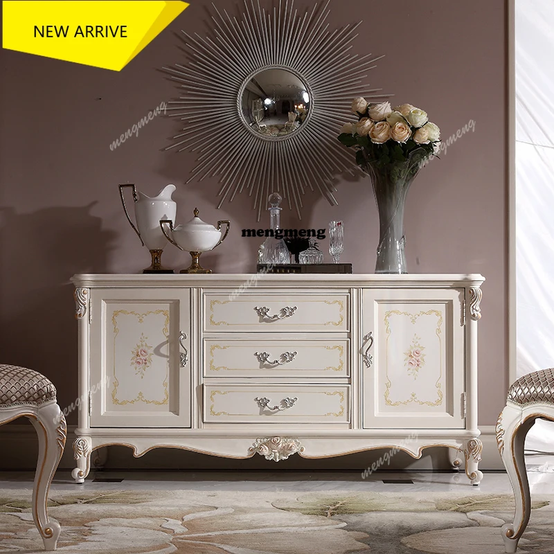 

M138 European-style all-solid wood painted dining side cabinets, household two-door tea cabinets, wine cabinets, restaurant cupb