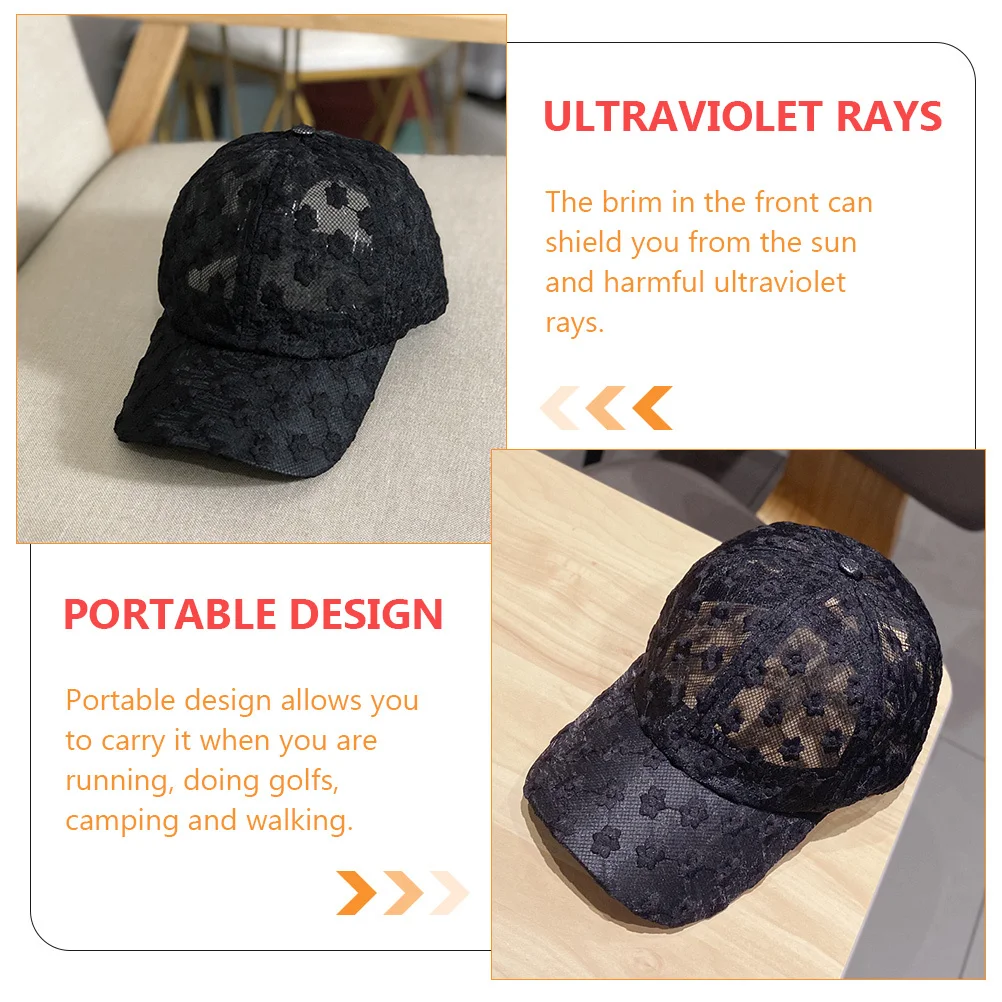 

1Pcs Sunshade Peaked Cap Breathable Lace Flower Fashion Summer Baseball Hat Adjustable Casual Travel Outdoor Use