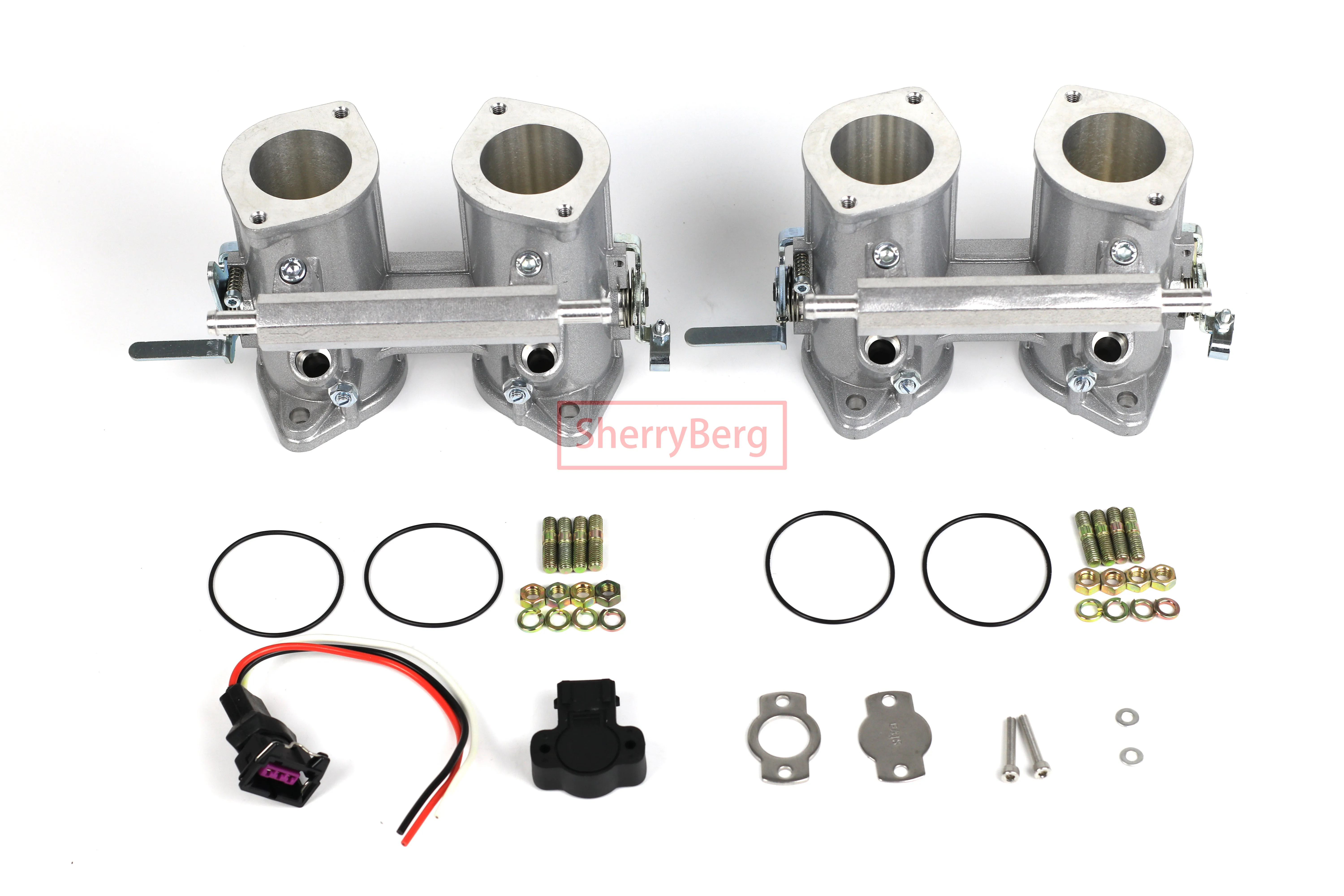 SherryBerg (2 TBS) Kit de Injeção com Corpo de Borboleta Duplo 40 DCOE (40mm de Diâmetro) e Trilho de Combustível, com TPS, para Weber/Dellorto/Solex DCOE/DHLA/FAJS