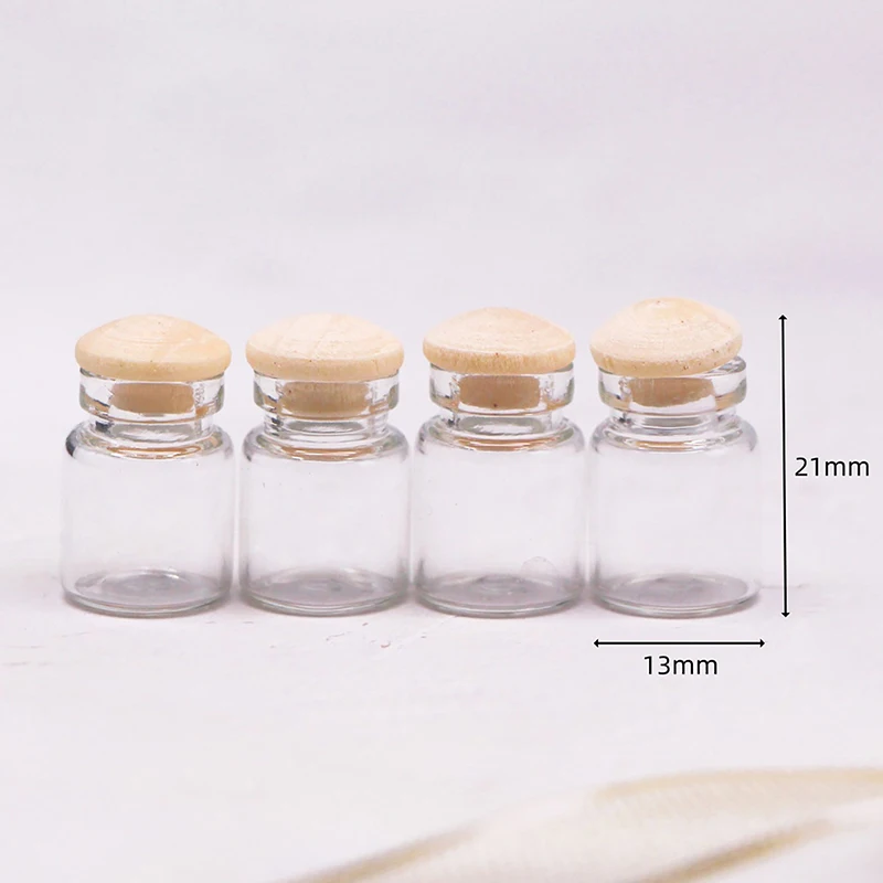 4 Stuks 1:12 Poppenhuis Miniatuur Glazen Potten Model Snoep Potten Opslag Potten Met Houten Deksel Ornament Voedsel Speelgoed Accessoire
