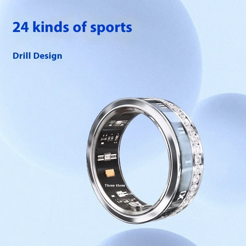 Bague intelligente en diamant pour hommes et femmes, bracelet en acier au titane, Bluetooth, étanche, moniteur de fréquence cardiaque des pas et du sommeil, bague de mariage, bijoux