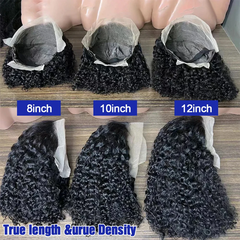 Brazilian Water Curly 13x4 Lace Front Short Bob Glueless Wig Human Hair Deep Wave 13X6 Hd Lace Frontal Wig For Women 250 Density Pre Bleached Knots Natural Color