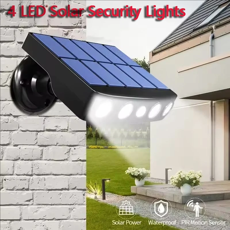 Powerful 4 LED Solar Security Lights Outdoor Decor Sensor Motion 3 Modes Street Waterproof Lamp Wall Light for Garden Path Lamps