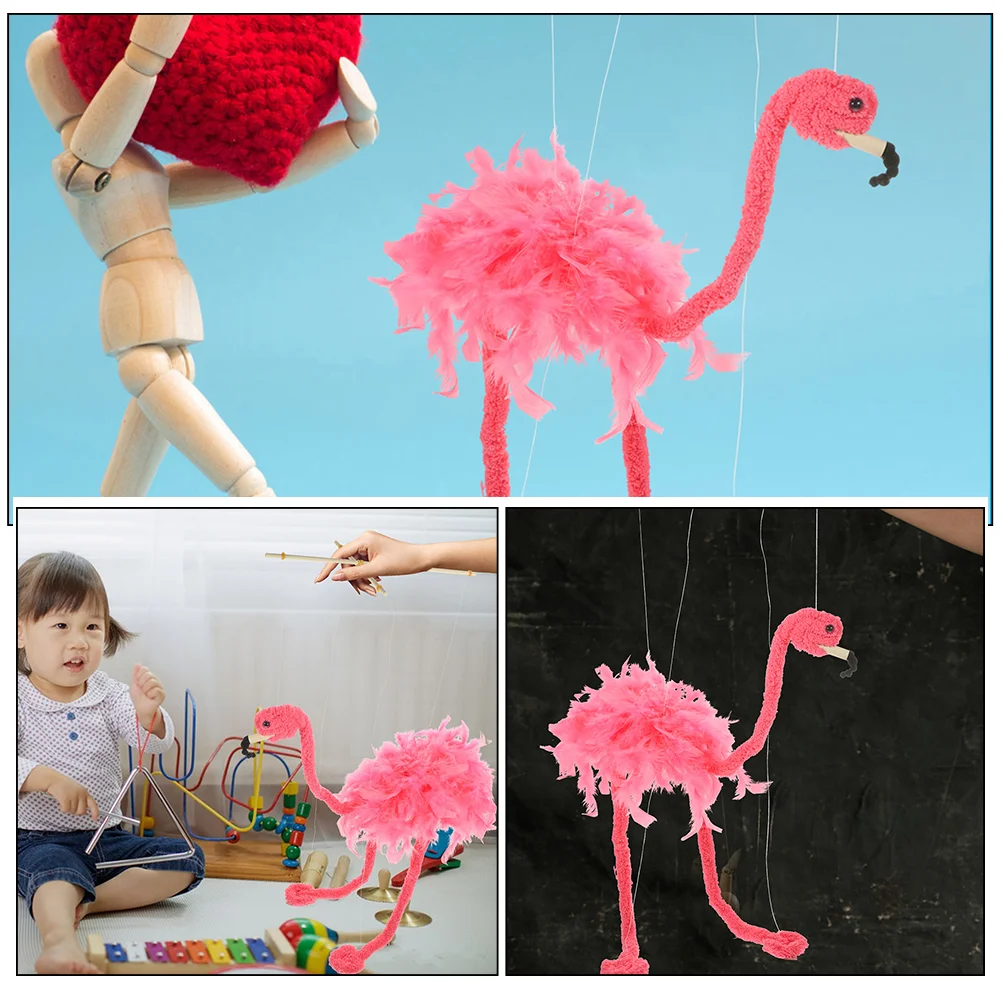 Marionetas de juguete para marionetas, ostros de marionetas, animales de peluche, marionetas de utilería de espectáculo de bambú para marionetas de flamencos, 2 uds.