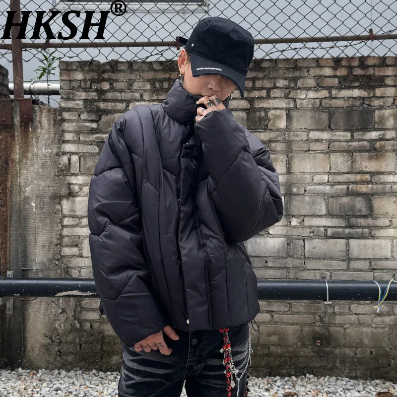 

HKSH осень зима новая мужская темная теплая короткая хлопковая куртка в стиле панк тренд американская простая мода универсальное хлопковое стеганое пальто HK14557