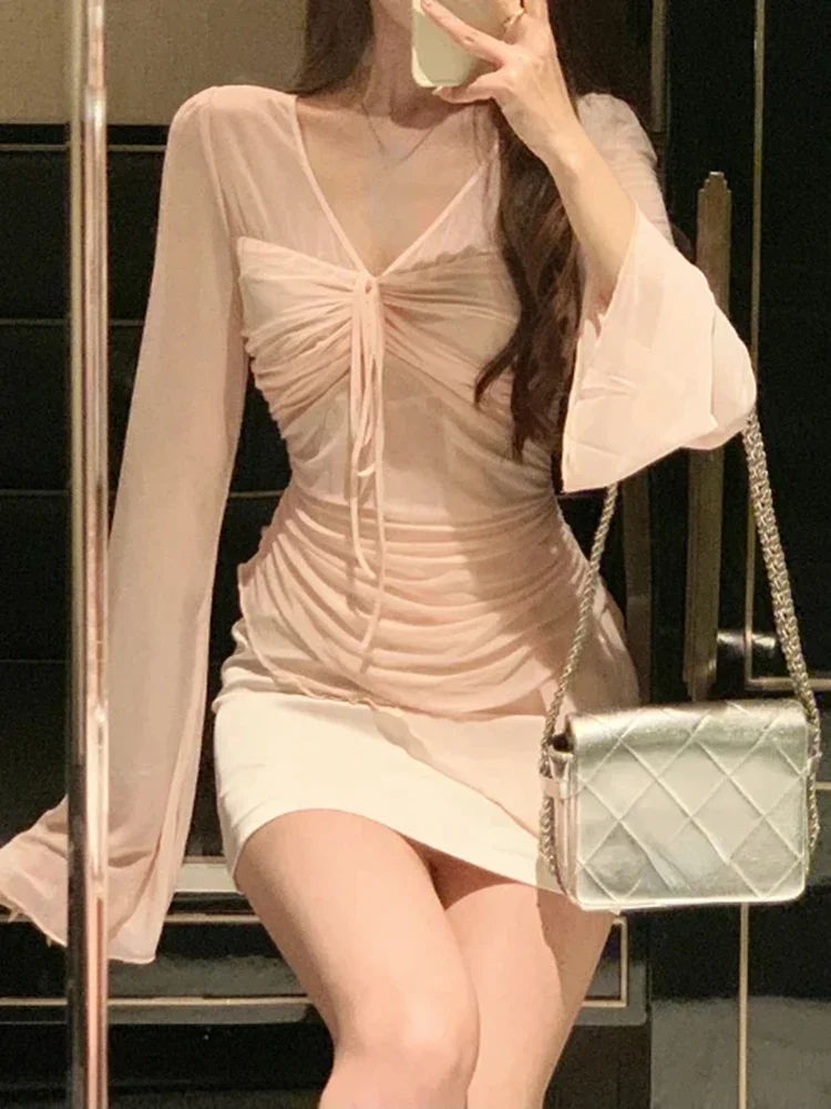 Elegant Chic V-Neck Chiffon Lace Thin Blouse Women Casual Office Lady Beach Style Shirts Outwear Tops Korean Fashion Summer