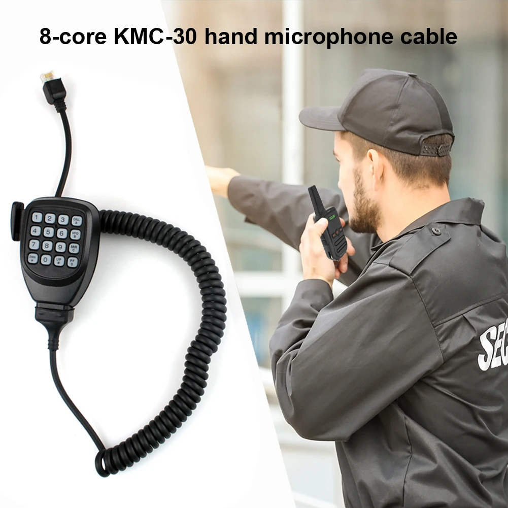 Kabel mikrofonowy 8-pinowy, łatwy w instalacji, do radiotelefonów mobilnych, wytrzymały, spiralny, części zamienne do walkie-talkie Kenwood KMC-32 KMC-35