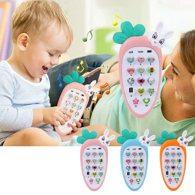 Radish mobile phone toy simulation children baby puzzle bilingual early education machine cartoon Rabbit Carrot music Silicon