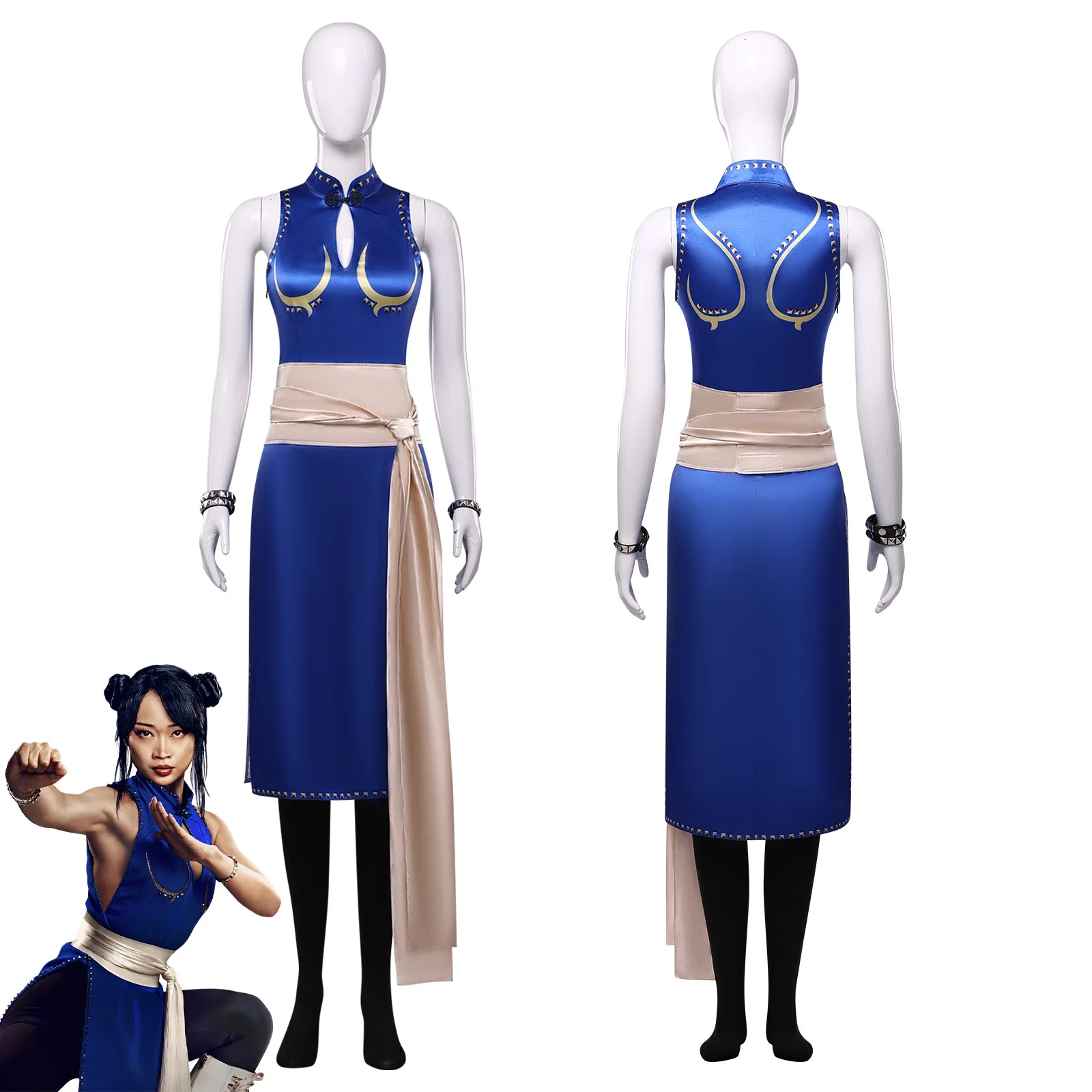 Damen Street Fighter Chun Li Cosplay Kostüm Komplettset Karnevalsuniform Halloween Party Maskerade Damen Spiel