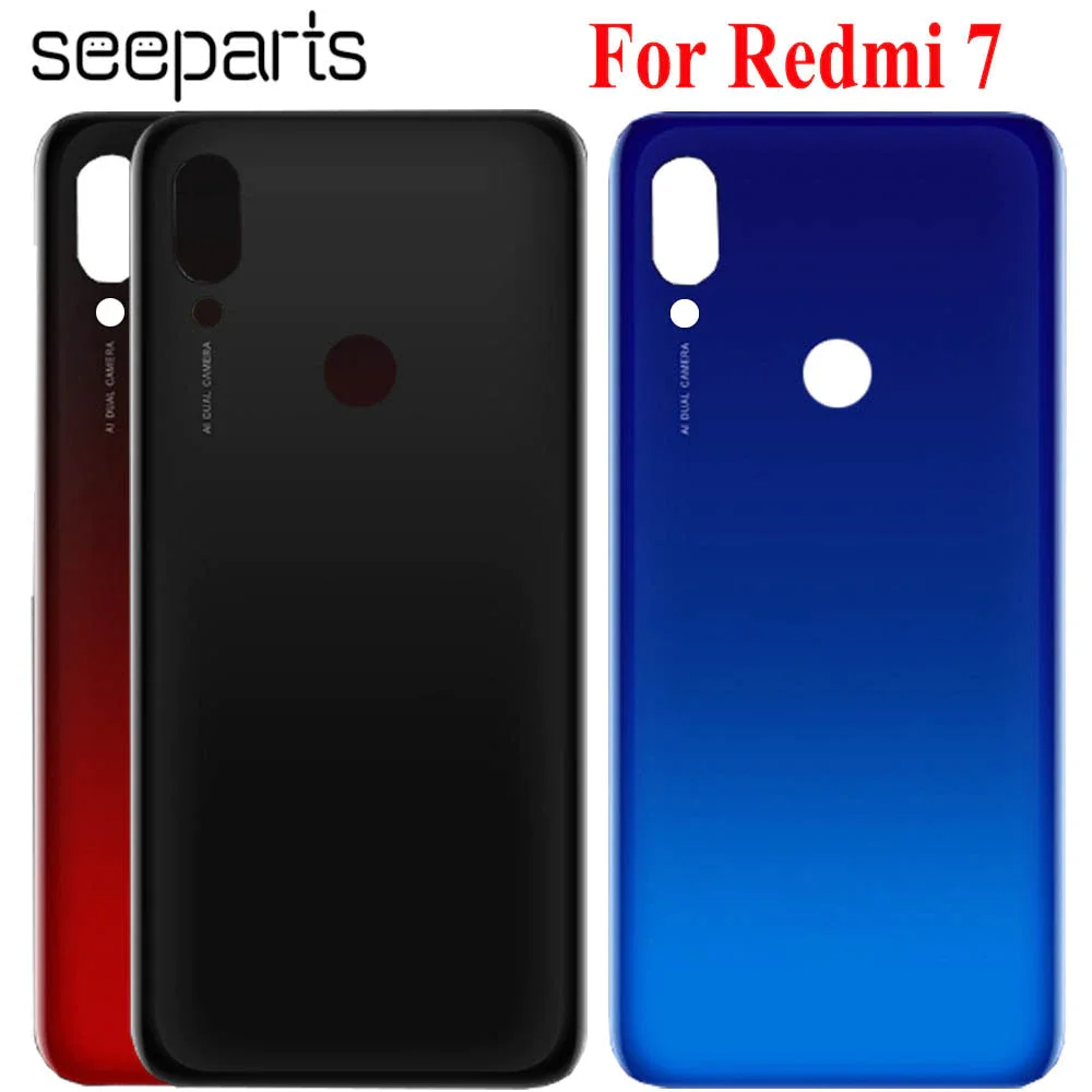 Cubierta trasera de batería para Xiaomi Redmi 7, Panel de carcasa, piezas de repuesto, 6,26\