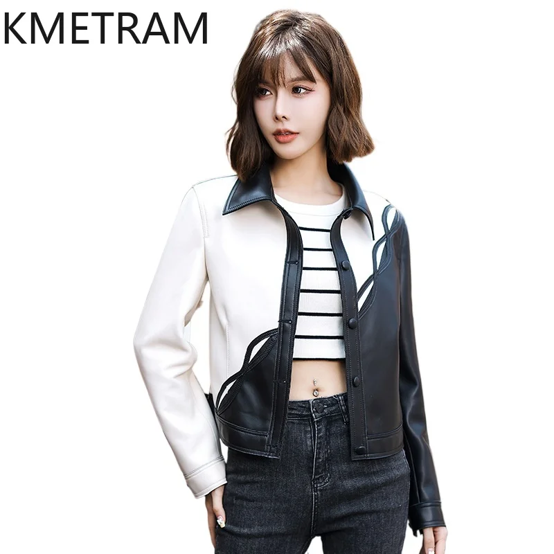 100% Natuurlijke Schapenvacht Jas Vrouw Casual Korte Slanke Lederen Jassen Nieuw in Outerwears Herfst Kleding 2025 Vrouwen Majaбка