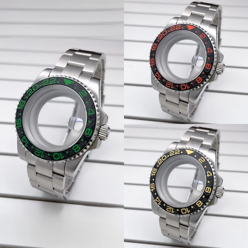 

Корпус NH35 40 мм Sub Gmt Oyste, ремешок из нержавеющей стали, сапфировое стекло для Seik Mod, аксессуары NH35 NH36 NH34, корпус часов с механизмом