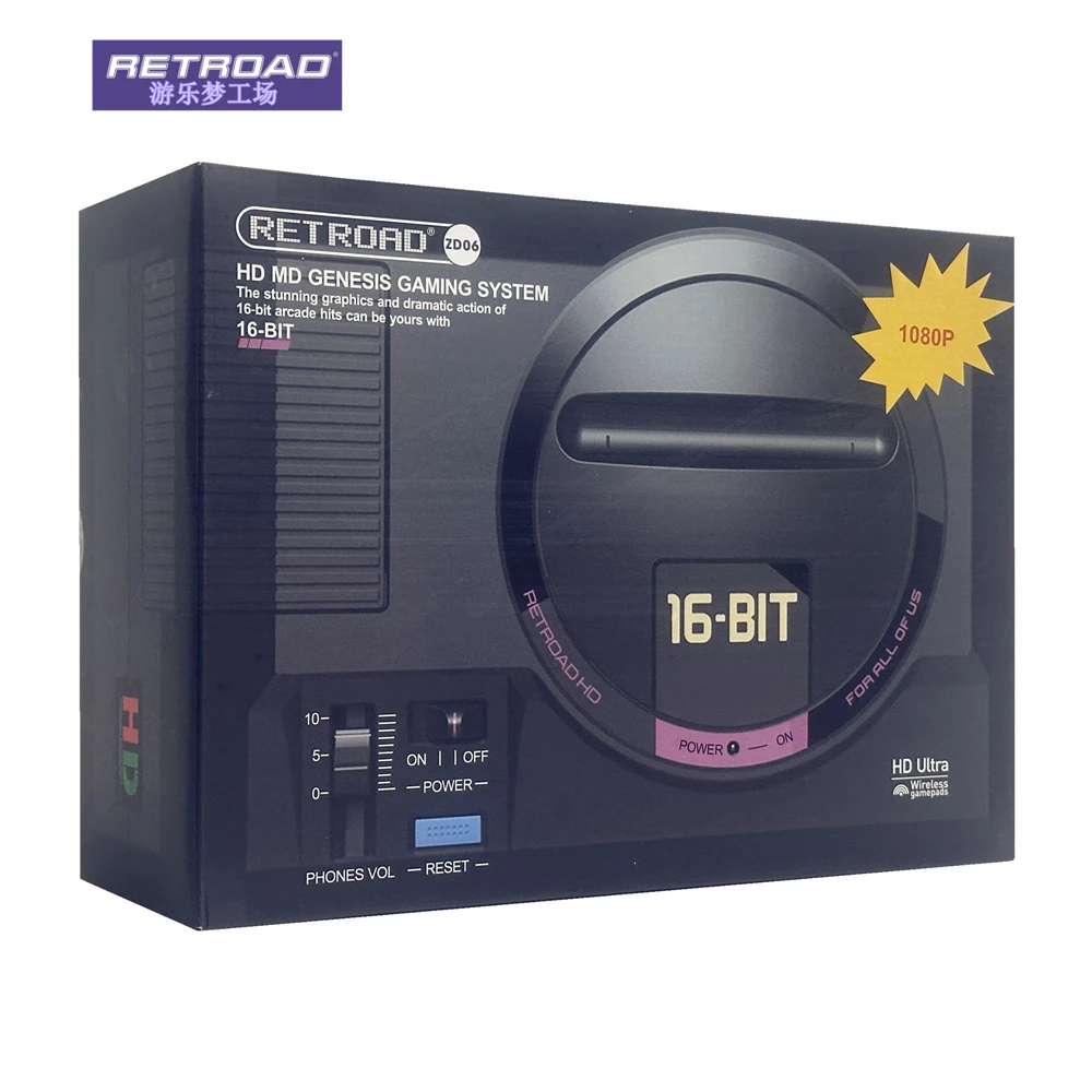 جديد لـ RETROAD HD Ultra 1080P لنظام Genessis Mega Drive Play NTSC / PAL خرطوشة ألعاب الحجم الأصلي (يشمل 450 لعبة)