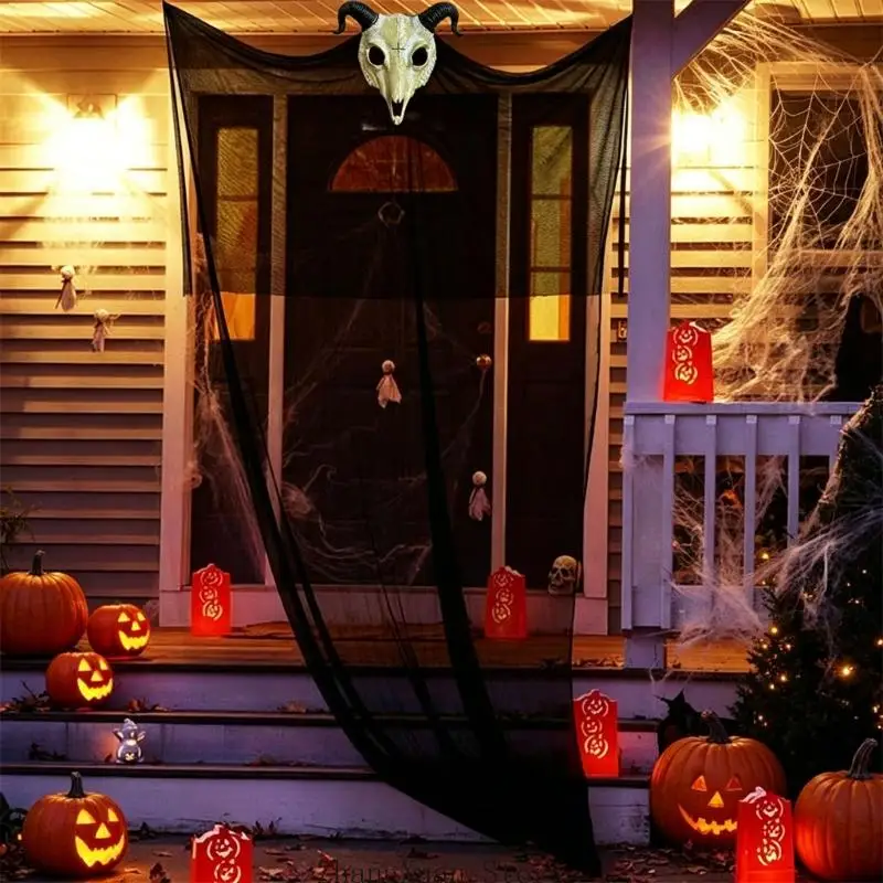 Halloween-Totenkopf-Party-Display zum Aufhängen für Eingangsbereich und Fensterdekoration, 3 x – Detail 5