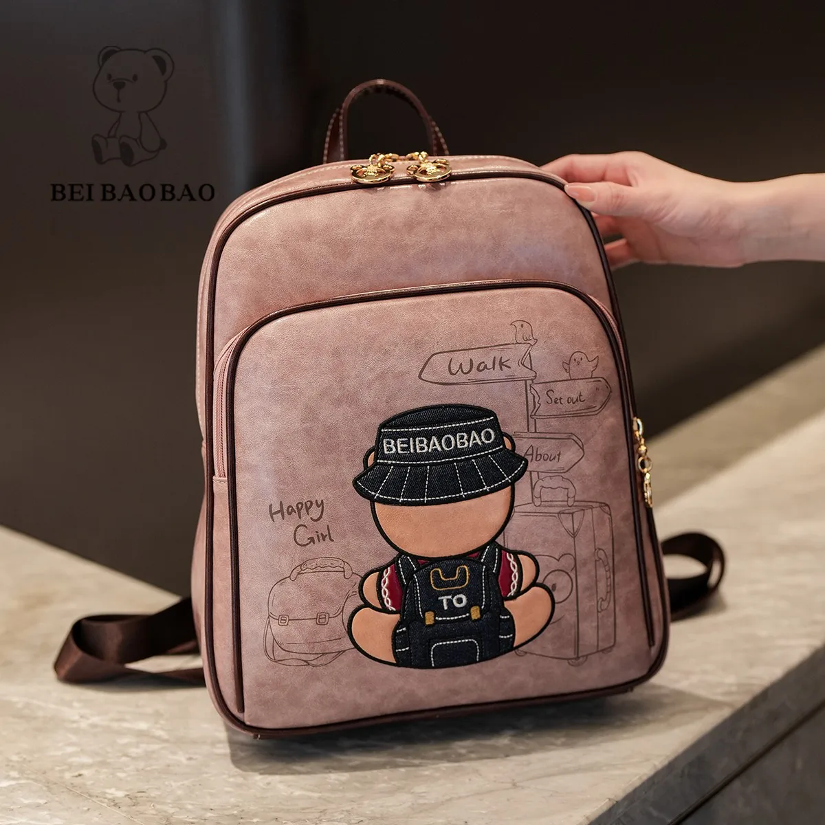 Beibaobao Women's Bag Knapsack Summer Canvas Bag Korean Edition Ins Style Large Capacity Backpacks Leisure Travel Backpack sac