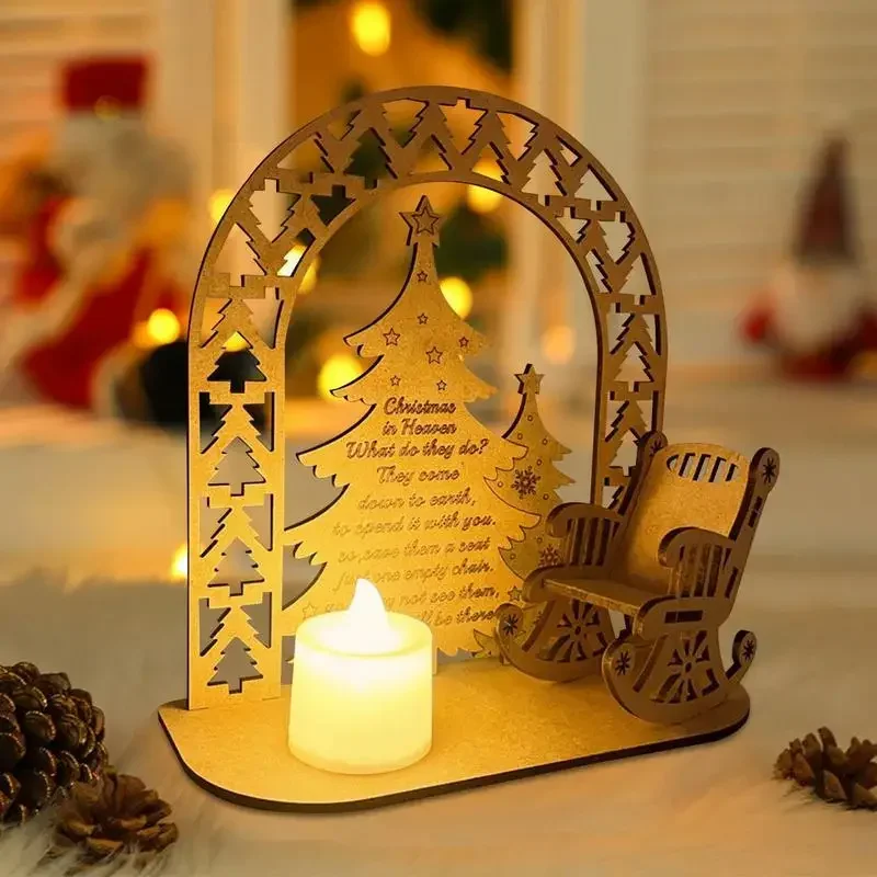 Weihnachtsdekorationen, DIY-Holzdekoration, Weihnachts-Schaukelstuhl, Weihnachtsbaum, gewölbter Weihnachtsbaumstuhl, Holzornamente