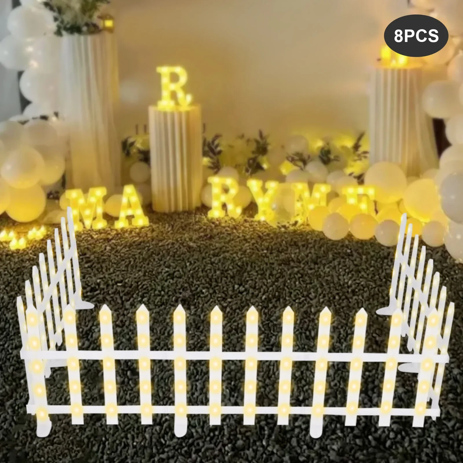 

8 PCS Fence Garden Lights Panels Christmas Decor Edging Lawn Picket Fence Lights