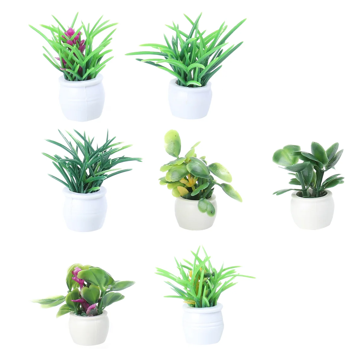 

7 Pcs DIY Garden Decor Mini Construction Model Flowerpot Grass Layout Props Flowers Scenery Small Potted Plants