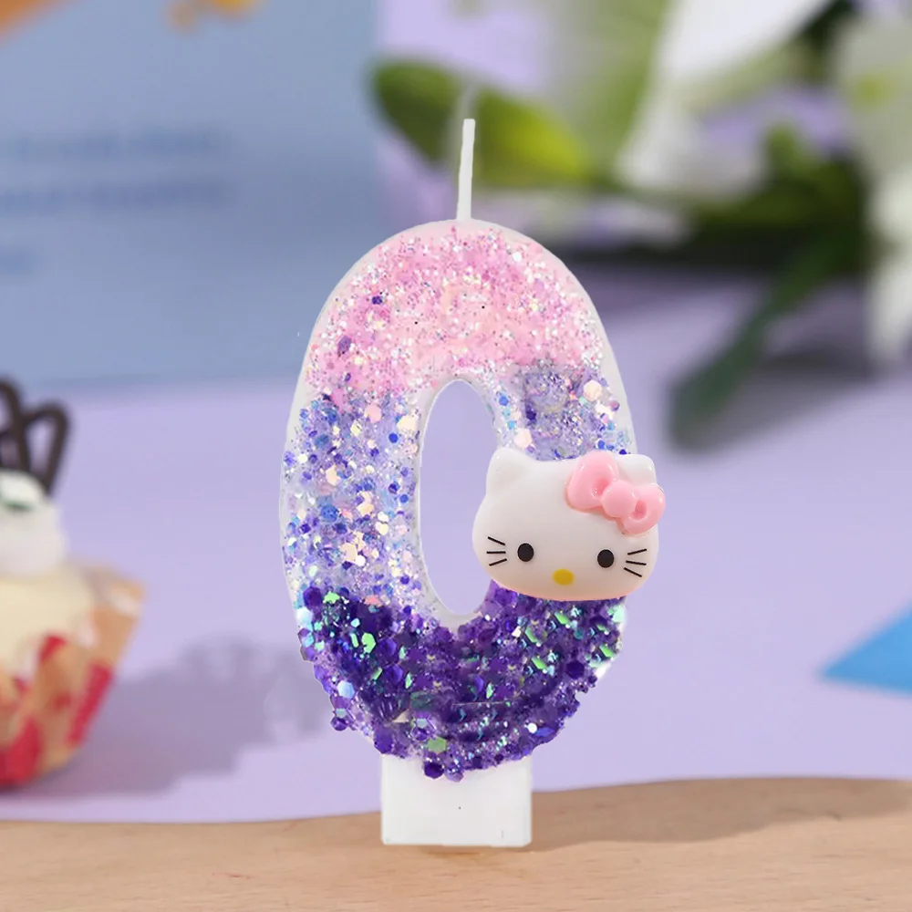 Lila/Rosa kreative farblich passende Geburtstagstorte Kerze atmosphärische Dekoration Hello Kitty digitale Kerze