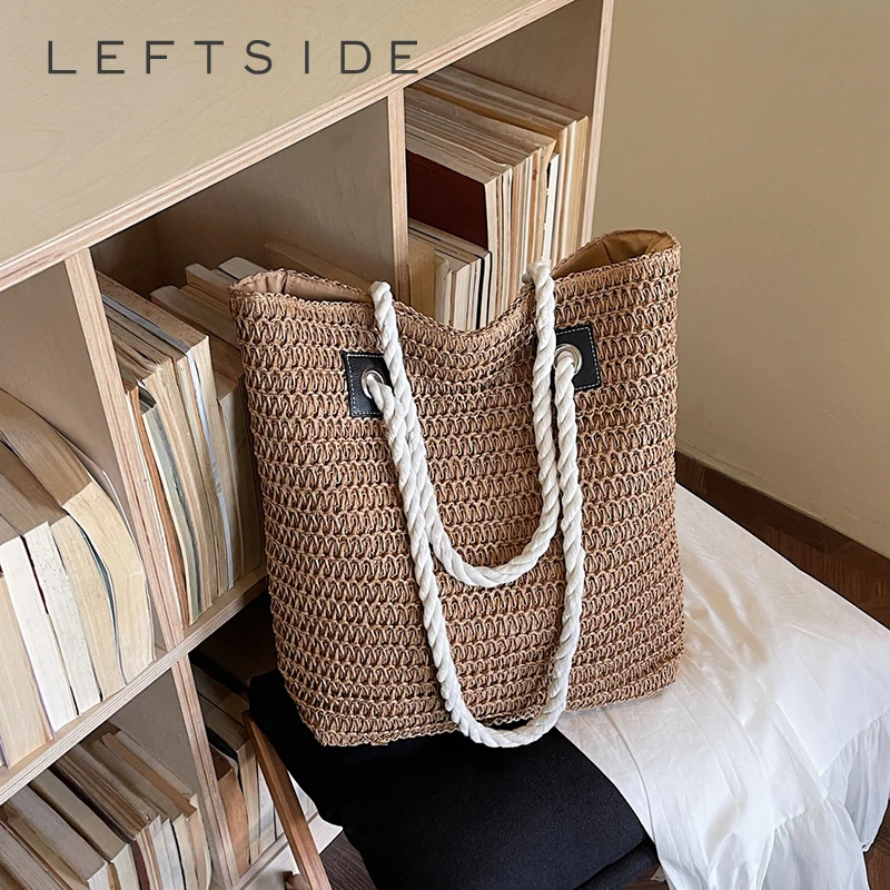 

Женская вместительная сумка-тоут с плетеной ручкой, повседневная, эстетичная, для отпуска, пляжа и шопинга, новинка лета 2026 года