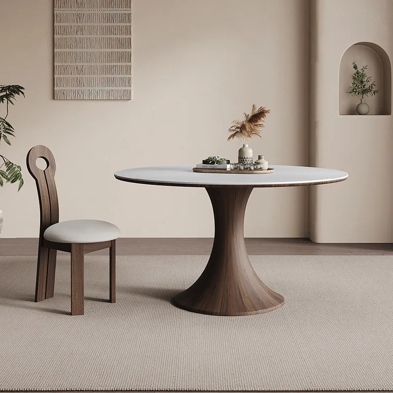 

Designer Wood Luxury Dining Table Modern Unique Nordic Faux Marble Dining Table Round Living Room Mesas De Jantar Home Furniture