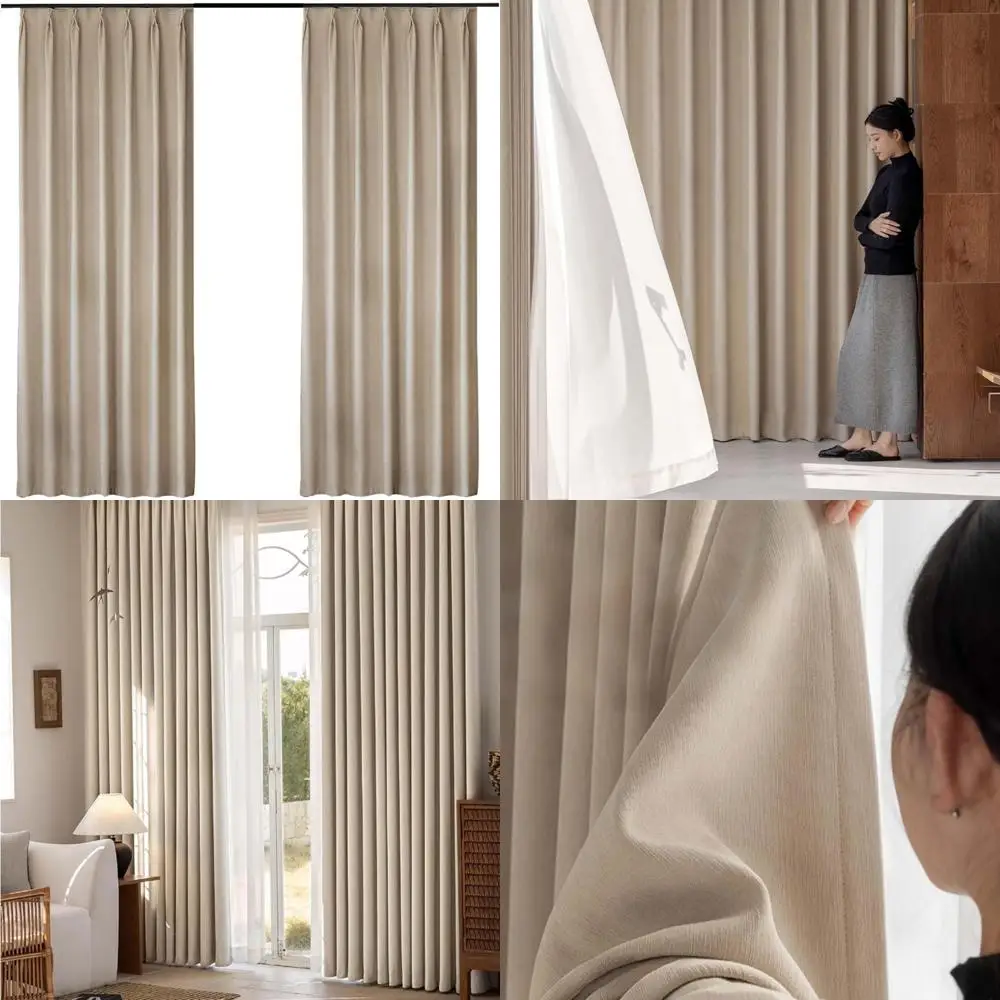 Rideaux insonorisés à isolation thermique, bloquant la lumière, avec œillets, pour chambre à coucher, traitements de fenêtre occultants, 90%