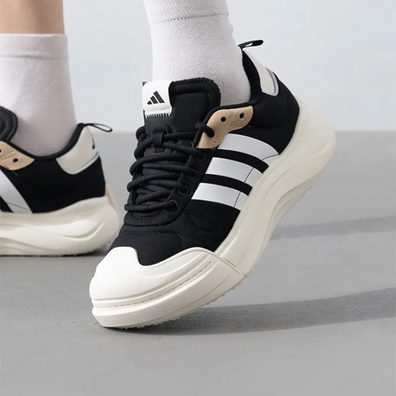 adidas  Black White Shoes  Canvas Wavy Thick Sole Classic Stripes Casual Sneakers Men Women IH6058