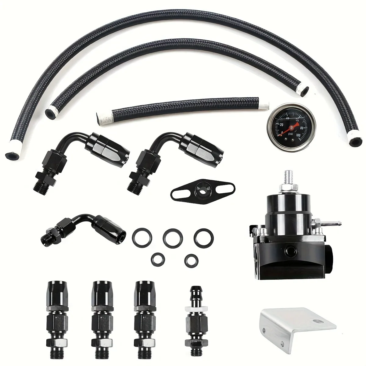 

Car Modification Kit with Adjustable Fuel Pressure Regulator Kit FPR Equipped with AN6 Hose Connector 100psi Pressure