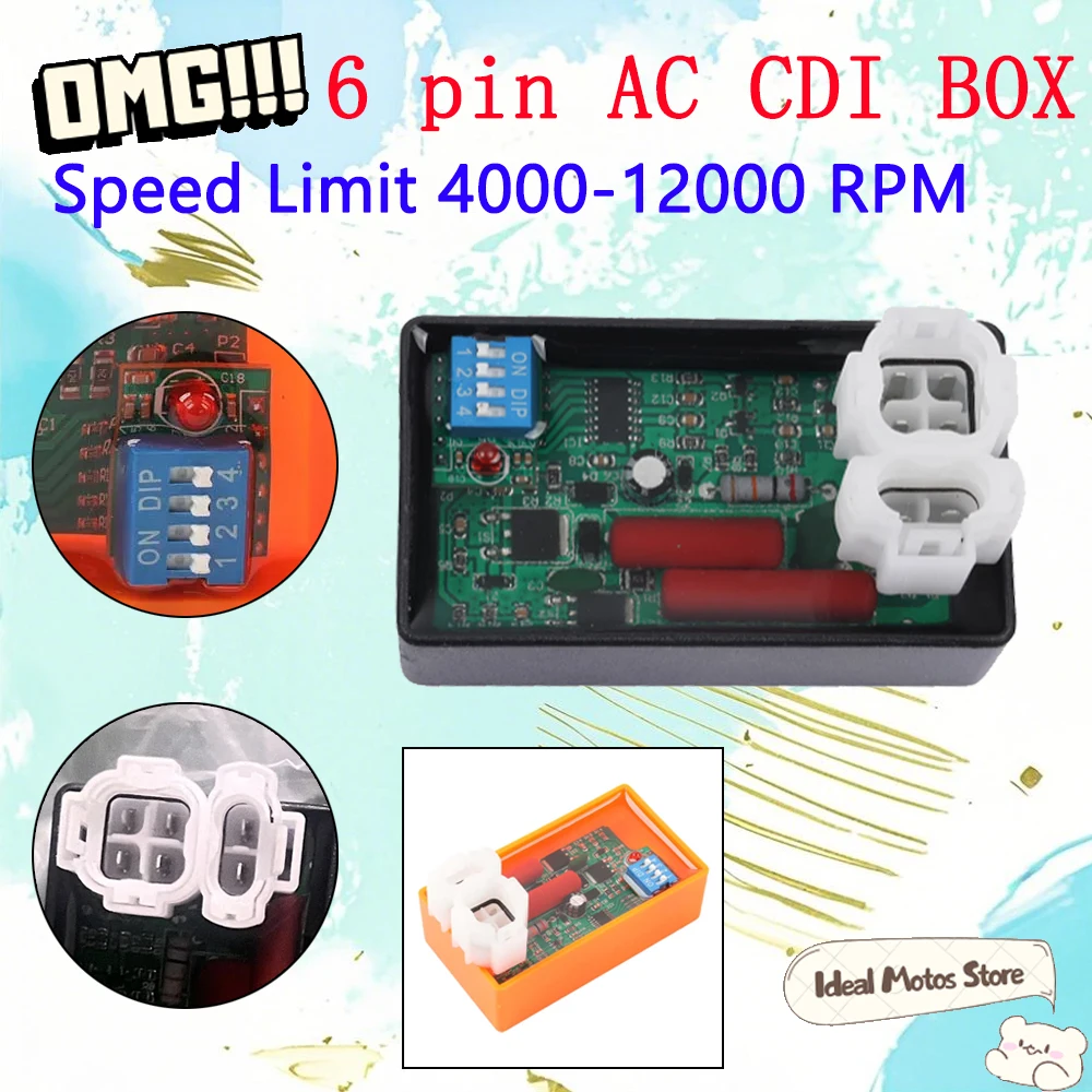 

For SKUA150 CRF230 CS125 DM200 RACIN AC CDI GY6-125 GY200 YABEN50 XR250R Dialin Speed Limit 4000-12000 RPM 6Pin CDI TMX155 XY150
