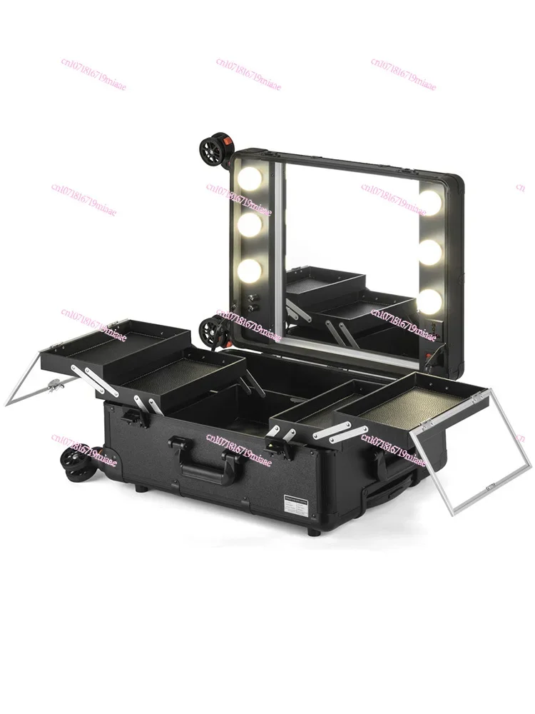 22-Inch Infinite Two-Color Dimming Professional Cosmetic Case with Light Pull Rod Universal Wheel with Mirror Toolbox