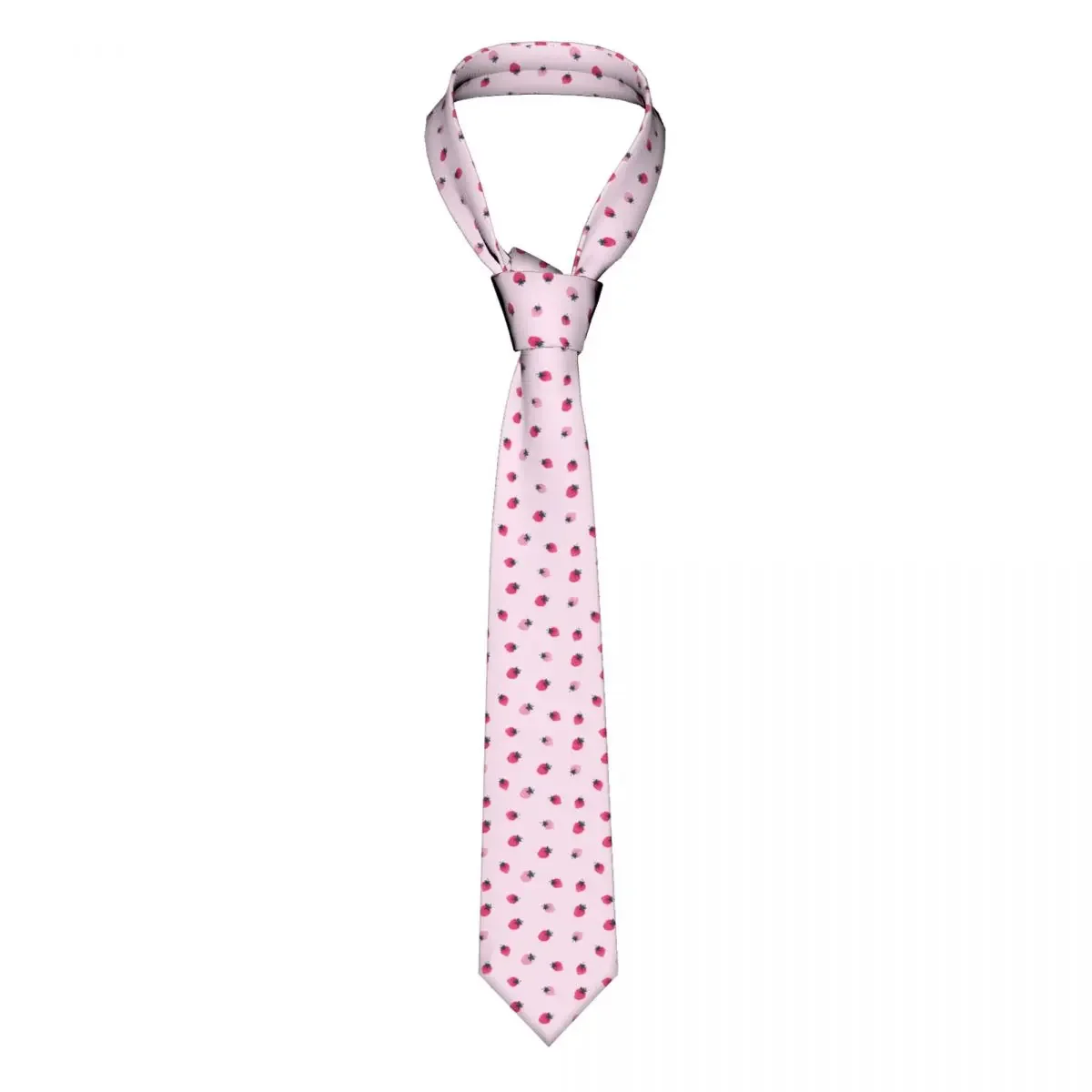 

Mens Tie Slim Skinny Pink Strawberry Pattern Necktie Fashion Free Style Men Party Wedding