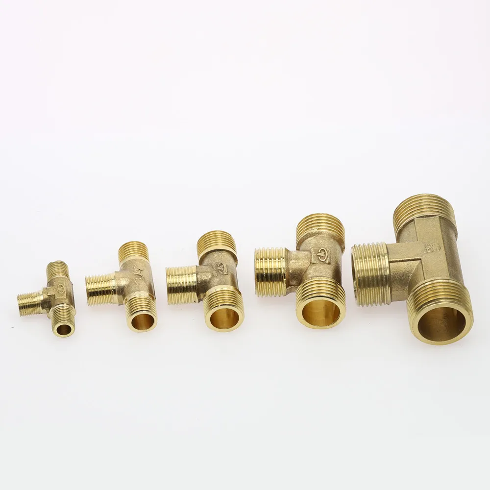 

1pcs 1/8" 1/4" 3/8" 1/2" Male Thread Tee Type 3 Way Brass Pipe Fitting Adapter Coupler Connector For Water