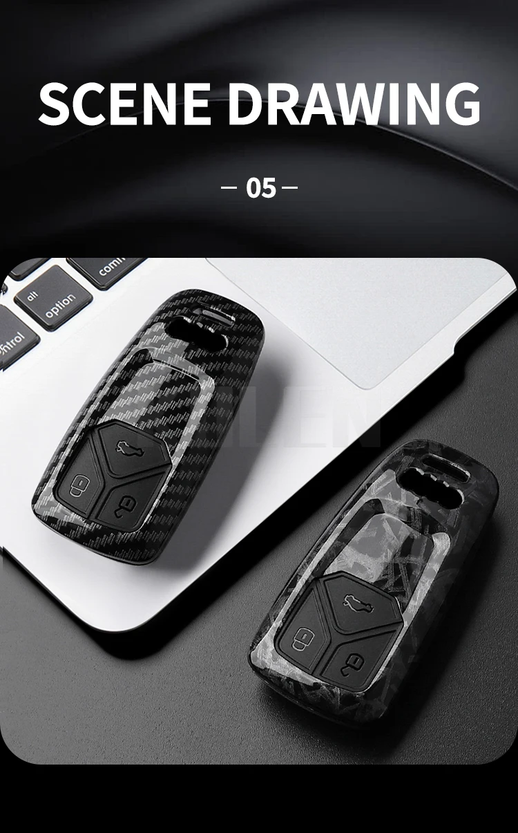 ABS Carbon Faser Auto Schlüssel Fall Abdeckung Für Audi A4 B9 A5 A6 8S 8W Q5 Q7 4M S4 S5 S7 TT TTS TFSI RS Schutz Shell Fob Zubehör – Detail 8