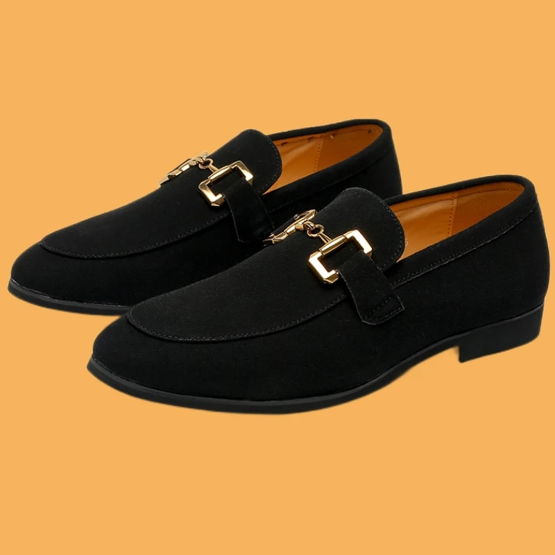 New Loafers Men Flock Business Wedding Shoes for Men Spring Autumn Dress Shoes Handmade  Size 38-46