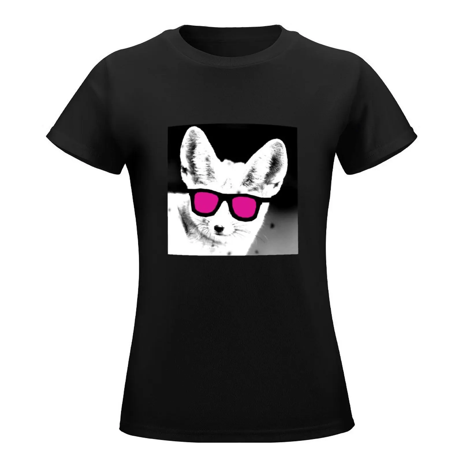 Fox with sunglasses T-Shirt oversized summer clothes Women clothing