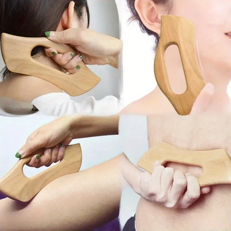 1pc wooden scraping tool, degreasing massage tool, suitable for whole body, manual acupoint physiotherapy tool, swelling-reducin